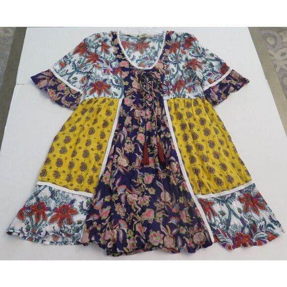 Anthropologie Women's Sz S Purple Patchwork Trapeze Paisley Floral Liika Dress - Picture 8 of 13